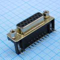 DS1037-15FNAKT74-0FF Разъем D-Sub, розетка 15 контактов угловая на плату 7,2мм, черный изолятор CONNFLY pe772981 фото