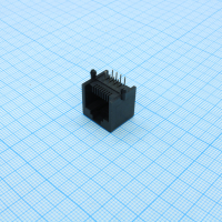 DS1134-S80BPX Розетка 8P8C (RJ45) на плату угловая, с ушами, цвет черный CONNFLY pe522869 фото