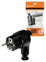 Вилка угловая c/з черная с кнопкой извлечения из сети 16А 250В SQ1806-0399 TDM ELECTRIC pe718455 фото
