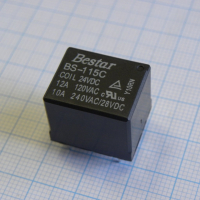 BS-115C-12A-24VDC Реле силовое; монтаж на печатную плату или в розетку; выводы с шагом 5мм; 1СO 10A; контакты AgNi; катушка 24В DC; влагозащита RTIII BESTAR pe344186 фото