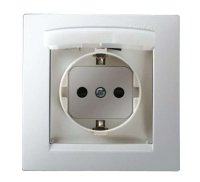 Розетка 1-м СП 5 16А IP44 250В с заземл. Schuko защ. шторки с крышкой винт. клеммы бел. 1590450-030 Simon pe555898 фото