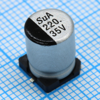 TS13CA1V221MJT000R SMD Конденсатор алюминиевый электролитический 35В, 220мкФ ±20%, размер 8 X 10.5мм, 0.17 Ом, 450мА, 5000ч, 105С SUNTAN pe684926 фото