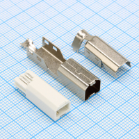 DS1108-WN0 Разъем USB тип B вилка 4 контакта на кабель под пайку, белый изолятор CONNFLY pe522879 фото