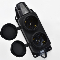 Колодка 2-м 16А IP44 2P+PE 220-240В с защ. крышками каучук 106-0400-0110/110 Lezard pe658050 фото