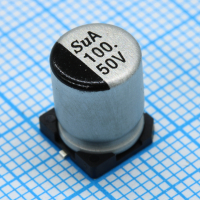 TS13CA1H101MJT000R SMD Конденсатор алюминиевый электролитический 50В, 100мкФ ±20%, размер 8 X 10.5мм, 0.34 Ом, 360мА, 5000ч, 105С SUNTAN pe684932 фото