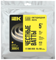 Лента светодиодная 5м SMD2835 168LED/м 14Вт/м IP20 ширина 10мм 24В теплый белый IEK LSR6-1-168-20-1-05 IEK pe846468 фото