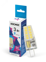 Лампа светодиодная 3Вт 12В G4 4500К КОСМОС LksmLED3wJCG412v45 Космос pe575881 фото