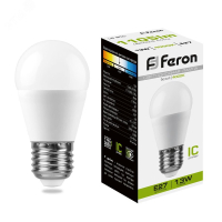 Лампа светодиодная LED 13вт Е27 белый матовый шар 38105 Feron pe801933 фото