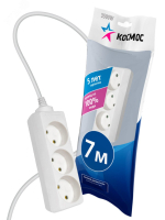 Удлинитель 3х7м без заземл. 16А IP20 ПВС 2х1 YKsm7m-3g(K) Космос pe557967 фото