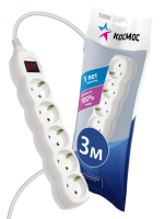 Удлинитель 5х3м с заземл. 16А IP20 ПВС 3х1 с выкл. YKsm3m-5g-Z-V(K) Космос pe557971 фото