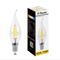 Лампа светодиодная LED 11вт Е14 теплый свеча на ветру FILAMENT 38010 Feron pe801946 фото