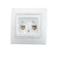 Розетка компьютерная 2-м СП Mira RJ45 бел./бел. 701-0202-141 Lezard pe556186 фото