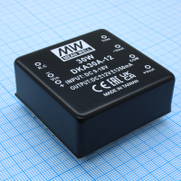 DKA30A-12 Преобразователь DC/DC, 30Вт, вход 9…18В, выход ±12В/±125…1250мА, Trim, EMI filter, КПД=80%, изоляция 1000В DC, 50.8х50.8x21мм, -40…+85°С Mean Well pe371354 фото