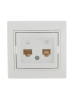 Розетка компьютерная + телефонная 2-м СП Mira RJ45 + RJ11 бел./бел. 701-0202-143 Lezard pe556187 фото