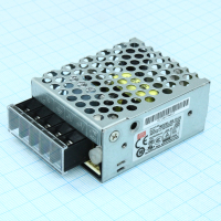 RS-15-24 AC-DC, 15Вт, выход 24В/0.625A, рег. вых 21.8…26.4 В , вход 88…264В AC, 47…63Гц / 125…373 В DC,  изоляция 3000В AC, в кожухе 62,5х51х28мм, -20…+70°С Mean Well pe142753 фото