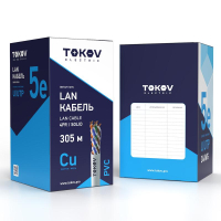 Кабель витая пара U/UTP 4х2х24AWG(0.48мм) кат.5E PVC Fluke tested (м) TOKOV ELECTRIC TKE-C06-U/UTP-42-5E-305 TOKOV ELECTRIC pe1067425 фото