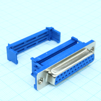 DS1036-25FPU2PX-YT Разъем D-Sub IDC, розетка 25 контактов на плоский кабель с защелкой, синий изолятор CONNFLY pe322721 фото