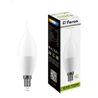 Лампа светодиодная LED 11вт Е14 белый матовая свеча на ветру 25940 Feron pe801954 фото