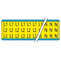 gws244820 Обозначение фаз напряжения на картах, L1, L2, L3, N, желтые, 13*13 мм,  57 наклейки на карте, 25 карт в упаковке, B-500 (виниловая ткань) BRADY pe968866 фото