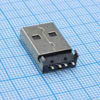 DS1098-BN0 Разъем USB A вилка угловая на плату, черный изолятор, монтаж SMT CONNFLY pe523171 фото