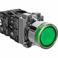 Кнопка управления NP2-BW3361 плоская 1НО AC/DC230В(LED) IP40 зел. 574077 CHINT pe705700 фото