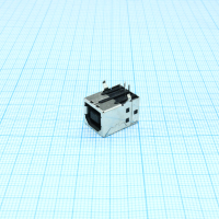 DS1099-BN0 Разъем USB B розетка угловая на плату, черный изолятор, монтаж в отверстия CONNFLY pe517284 фото