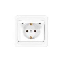 Розетка 1-м СП Валери 16А IP20 с заземл. с крышкой бел. В0029 UNIVersal pe556712 фото