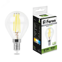 Лампа светодиодная LED 5вт Е14 белый шар FILAMENT 25579 Feron pe801962 фото