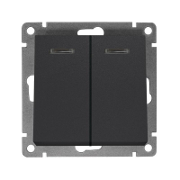 Выключатель 2-кл. СП Афина 10А IP20 с подсветкой механизм графит A0123-Gr UNIVersal pe658091 фото