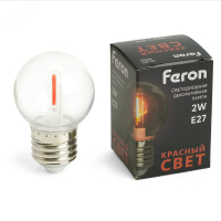 Лампа светодиодная LED 2вт Е27 красный шар 48933 Feron pe801963 фото