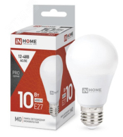Лампа светодиодная низковольтная LED-MO-PRO 10Вт грушевидная матовая 4000К нейтр. бел. E27 900лм 12-48В 4690612038032 IN HOME pe576428 фото