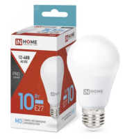 Лампа светодиодная низковольтная LED-MO-PRO 10Вт грушевидная матовая 6500К холод. бел. E27 900лм 12-48В 4690612038056 IN HOME pe576429 фото