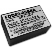 FDD03-05S4A DC-DC, 2.5Вт, вход 9…36В, выход 5В/500мА, изоляция 1500В DC, remote on/off, корпус DIP24, 31.8х20.3х12.7мм, -40°С…+71°С CHINFA pe115127 фото