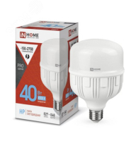 Лампа светодиодная высокомощная LED-HP-PRO 40Вт цилиндр 6500К холод. бел. E27 3800лм 230В с адаптером E40 4690612031101 IN HOME pe575675 фото