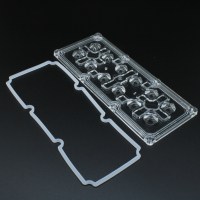 AJHB173D12LED120G Групповая прямоугольная линза 2x6 на 12 светодиодов 3030/3535/5050, эфф=93%, 120°, 173x71.4мм, PC или PMMA, обновленная версия. ASAHI OPTICS pe593340 фото