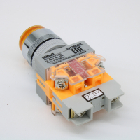 Выключатель кнопочный с фиксацией ABFP d22 мм желтая LED 220В ВK-22 25138DEK DEKraft pe846268 фото