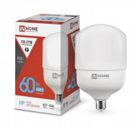 Лампа светодиодная высокомощная LED-HP-PRO 60Вт цилиндр 6500К холод. бел. E27 5700лм 230В с адаптером E40 4690612031132 IN HOME pe575678 фото