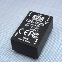 LDD-1000L DC/DC LED понижающий, вход 6…36В, выход 2…30В/1А, КПД до 95%, вход On/Off/DIMM, 31.8x20.3x12.2мм, DIP, -40…71°C, пластик Mean Well pe302783 фото