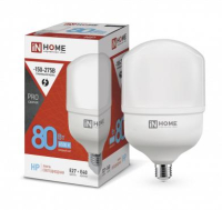 Лампа светодиодная высокомощная LED-HP-PRO 80Вт цилиндр 6500К холод. бел. E27 7600лм 230В с адаптером E40 4690612031149 IN HOME pe575679 фото
