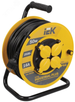 Удлинитель на катушке 4х50м с заземл. 16А IP44 Industrial plus УК50 3х1.5 термозащита WKP15-16-04-50-44 IEK pe558272 фото
