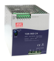TDR-960-48 AC-DC, 960Вт, ККМ, 3-х фазный, вход 340…550В AC, 47…63/480…780В DC, выход 48В/20A, рег. вых 24...28В,  изоляция 3000В AC, в кожухе на DIN-рейку 110х125.2х150мм, -30…+70°С Mean Well pe368324 фото