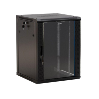 Шкаф настенный TWB-0945-GP-RAL9004 19дюйм 9U 500х600х450мм стеклян. дверь с перфорацией по бокам ручка с замком черн. (RAL 9004) (разобранный) 392629 Hyperline pe577221 фото