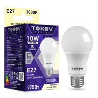 Лампа светодиодная 10Вт А60 3000К Е27 176-264В TKE-A60-E27-10-3K TOKOV ELECTRIC pe575431 фото