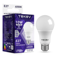 Лампа светодиодная 10Вт А60 4000К Е27 176-264В TKE-A60-E27-10-4K TOKOV ELECTRIC pe575432 фото