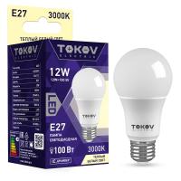 Лампа светодиодная 12Вт А60 3000К Е27 176-264В TKE-A60-E27-12-3K TOKOV ELECTRIC pe575434 фото