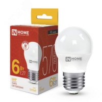 Лампа светодиодная LED-ШАР-VC 6Вт 230В Е27 3000К 540Лм 4690612020525 IN HOME pe599244 фото