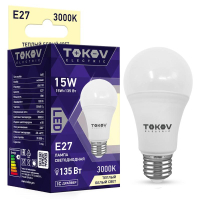 Лампа светодиодная 15Вт А60 3000К Е27 176-264В TKE-A60-E27-15-3K TOKOV ELECTRIC pe575437 фото