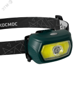 Фонарь аккумуляторный налобный 3Вт XPE LED+5Вт COB LED с коллиматорной линзой съемный Li-ion 18650 1200мА.ч корпус ABS-пластик USB-шнур type C доп. держатель для батареек 3xААА регулируемый эласт. рем pe758222 фото