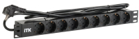 Блок розеток PDU 9 розеток DIN49440 1U шнур 2м вилка и DIN49441 профиль из ПВХ черный PH22-9D1-P IEK pe825295 фото