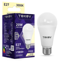 Лампа светодиодная 20Вт А60 3000К Е27 176-264В TKE-A60-E27-20-3K TOKOV ELECTRIC pe575440 фото